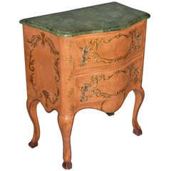 A Painted Commodino with Faux Painted Green Marble Top