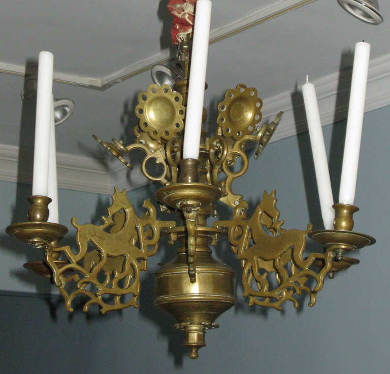 A Very Fine Six-Arm Bronze Chandelier in Original Condition