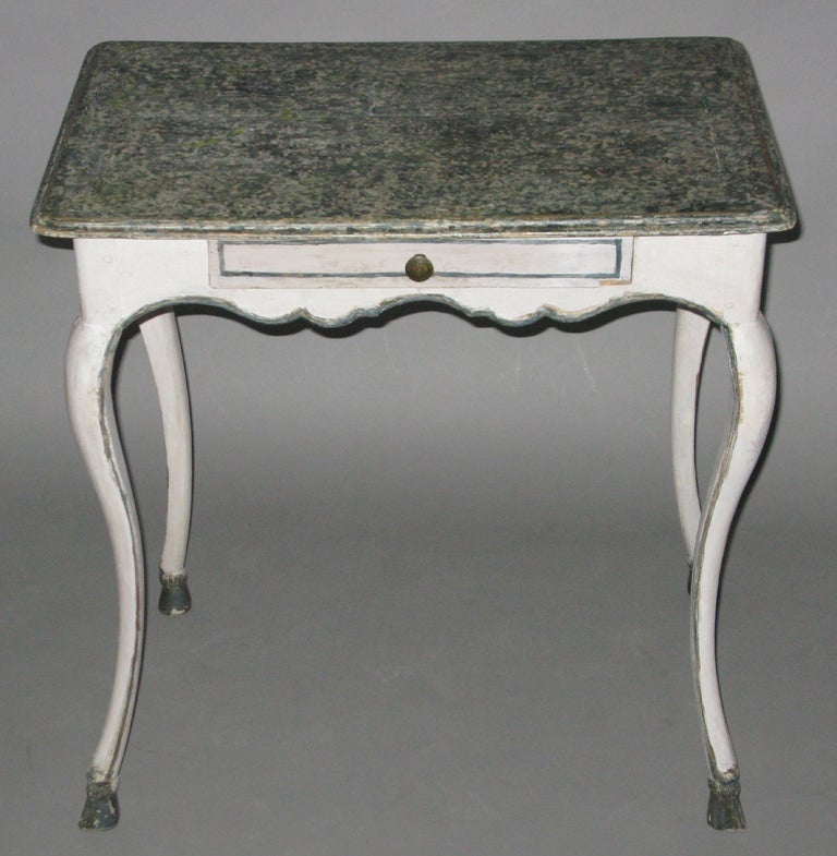 Rococo A single drawer painted white table For Sale