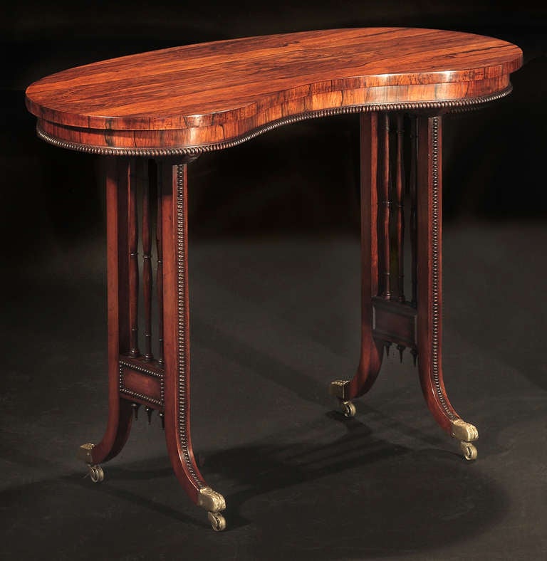 British Two Regency Rosewood Kidney-Shaped Tables For Sale