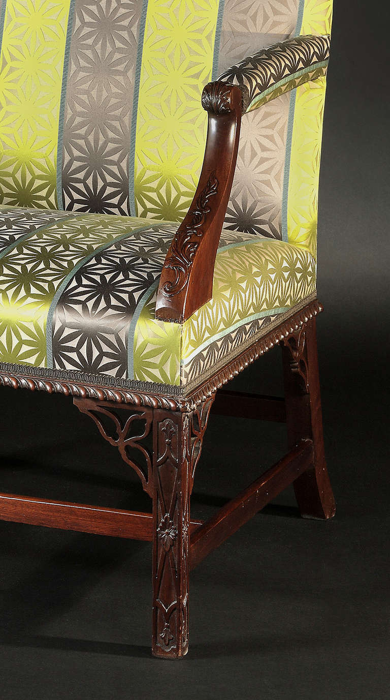 British George III Mahogany Library Armchair For Sale