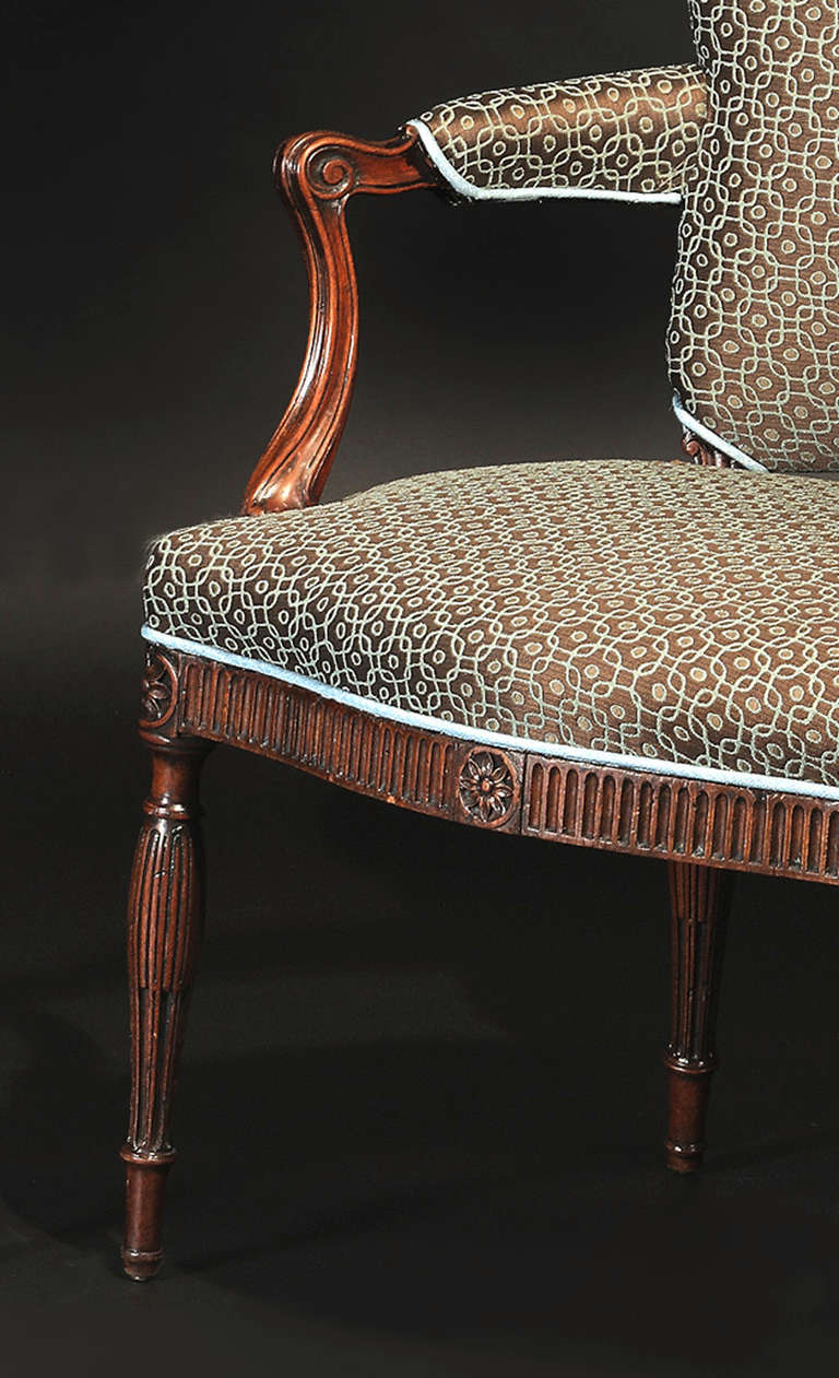 18th Century and Earlier Pair of George III Mahogany Open Armchairs For Sale