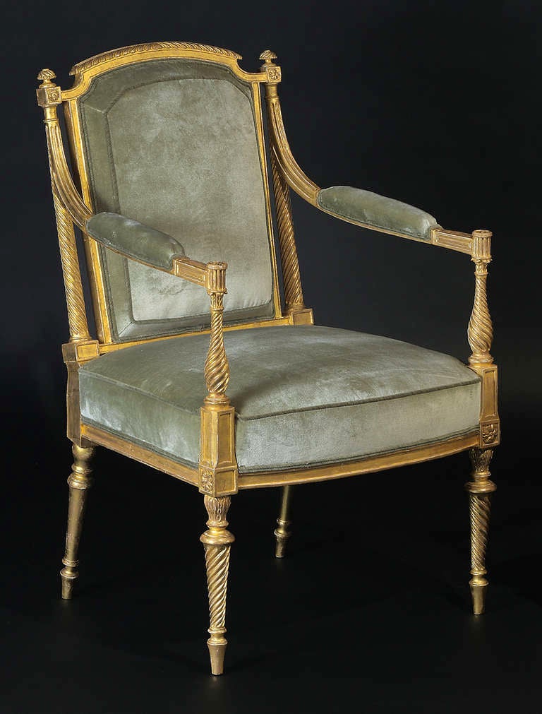 English A Pair of George III Giltwood Armchairs