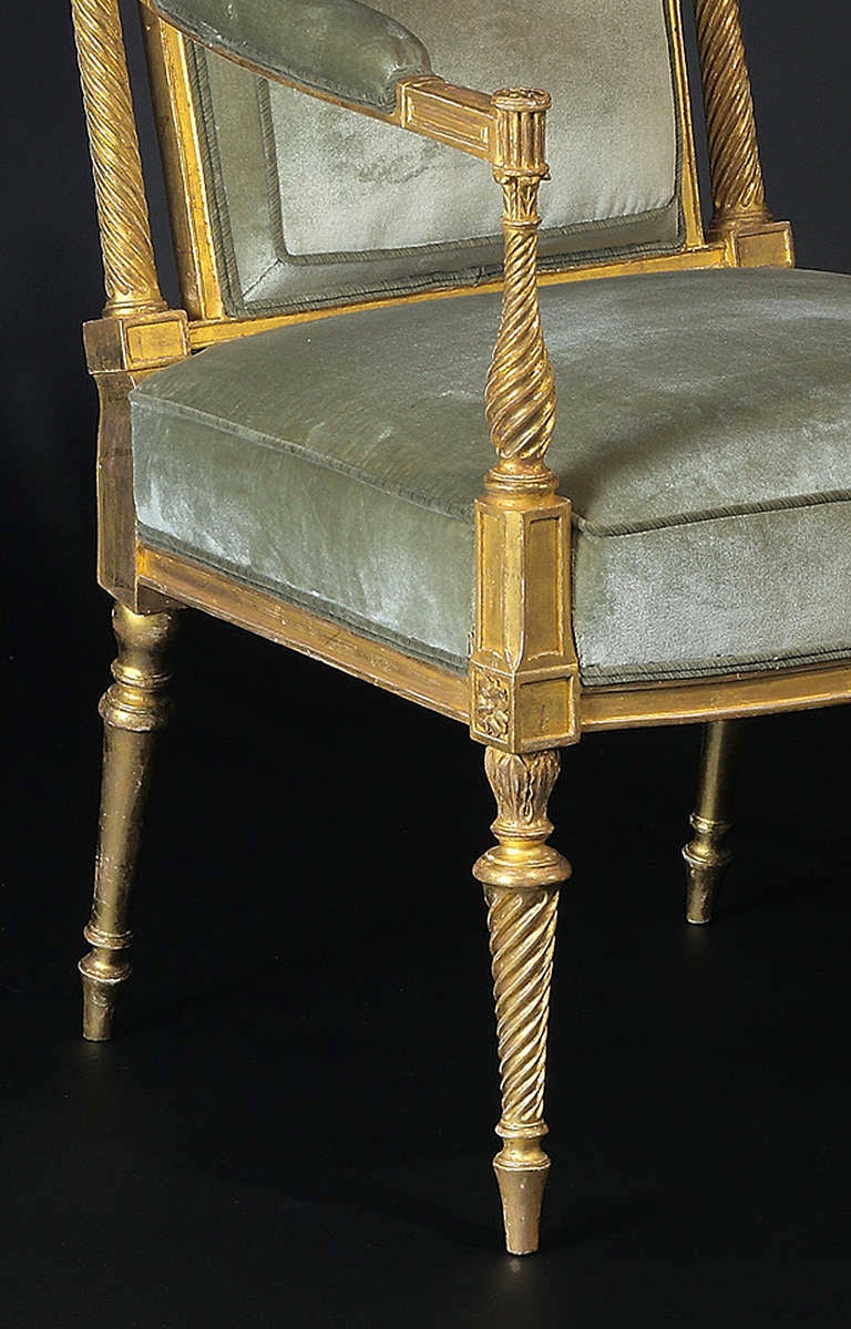 18th Century and Earlier A Pair of George III Giltwood Armchairs