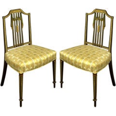A Pair Of George III Black Painted Side Chairs