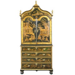 A Rare Queen Anne Japanned Secretaire Cabinet