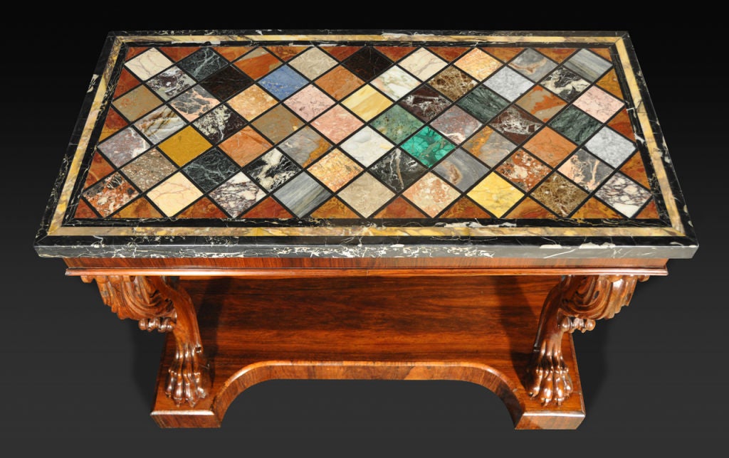 British George IV Specimen Marble-Top Rosewood Console Table For Sale