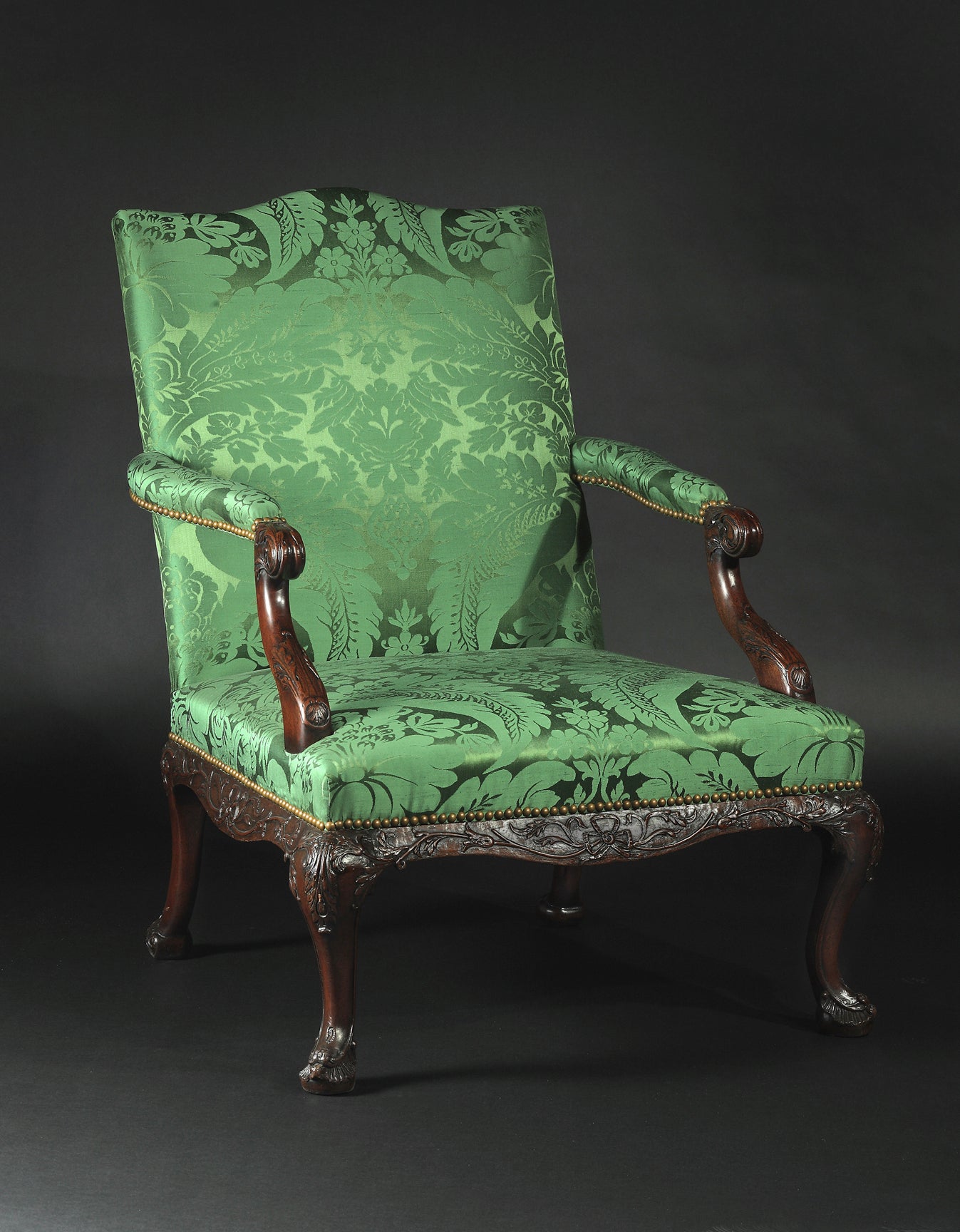 George II Mahogany Library Armchair For Sale