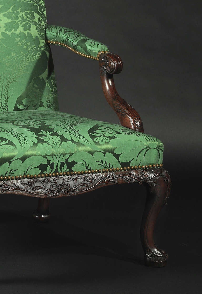 English George II Mahogany Library Armchair For Sale