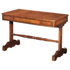 A Regency Burled Amboyna Wood, Rosewood, and Yewwood Sofa/Games Table