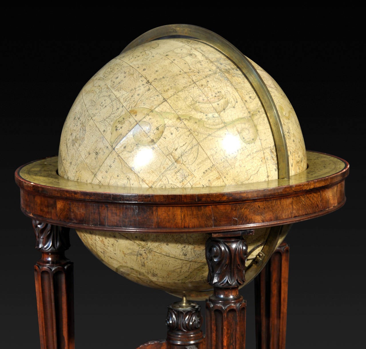 English Pair of 19th Century Globes by Newton on Rosewood Library Stands For Sale