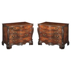 Two Superb George III Mahogany Serpentine Dressing Commodes