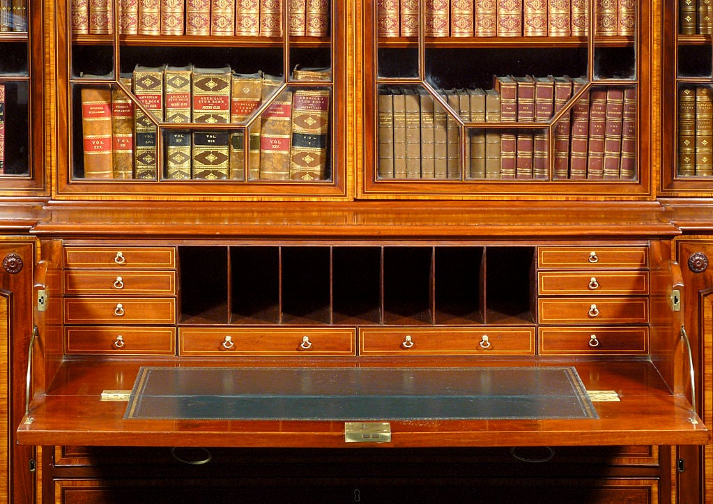British Very Fine George III Mahogany Breakfront Bookcase For Sale