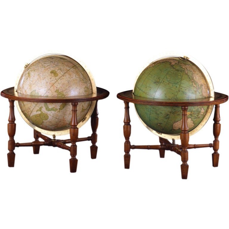 Pair of George IV Tabletop Globes For Sale