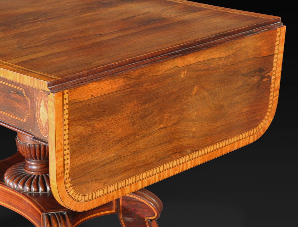 Regency Rosewood and Satinwood Sofa Table In Excellent Condition For Sale In New York, NY