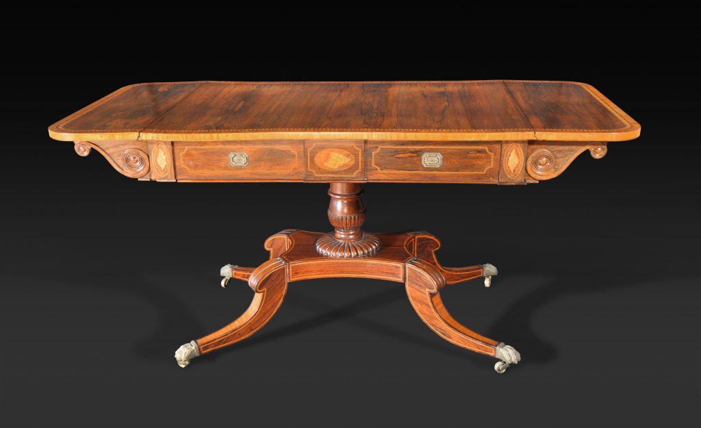 19th Century Regency Rosewood and Satinwood Sofa Table For Sale