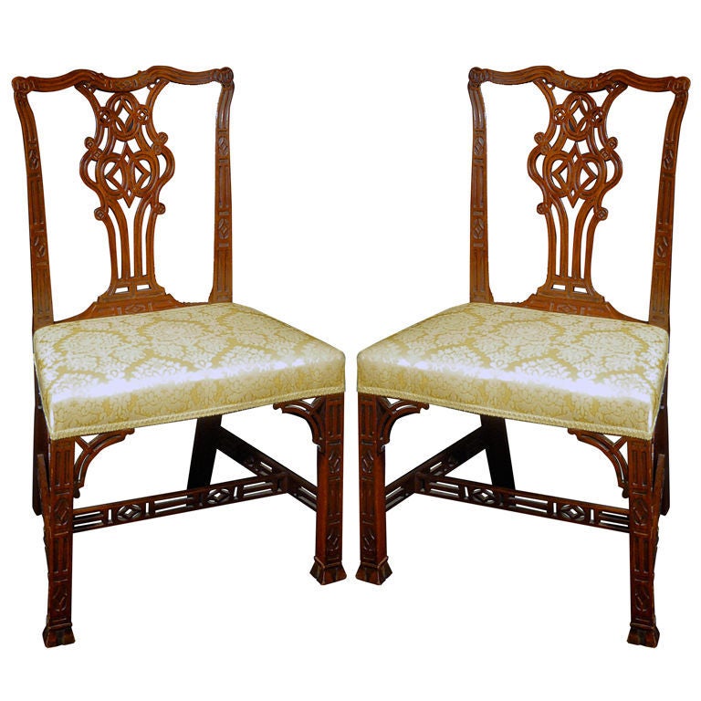 Pair of George III Mahogany Side Chairs For Sale
