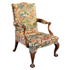 George II Mahogany and Needlework Upholstered Library Armchair