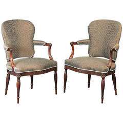 Pair of George III Mahogany Open Armchairs