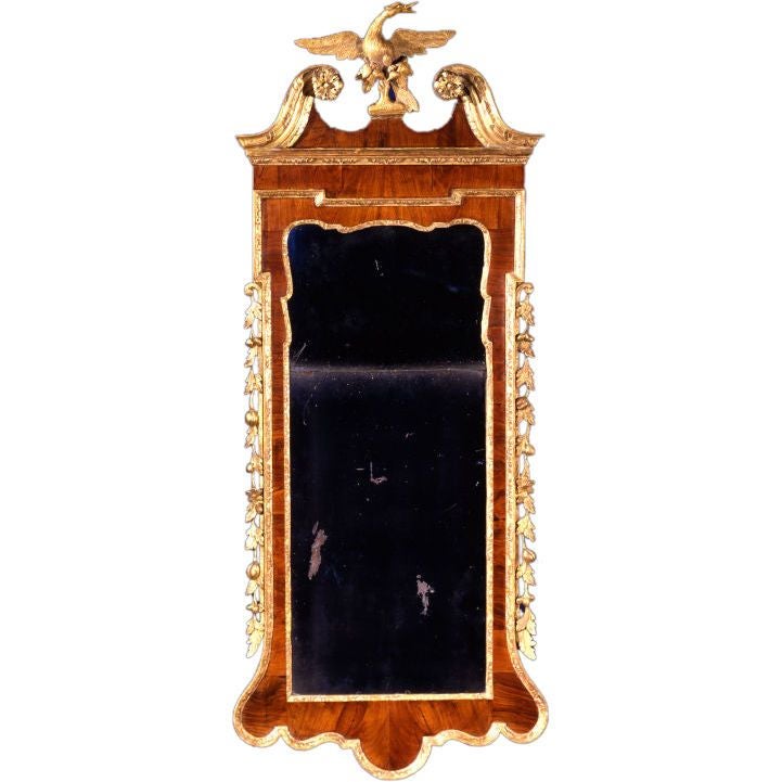 George II Walnut and Parcel Gilt Mirror of Elegant Proportions For Sale