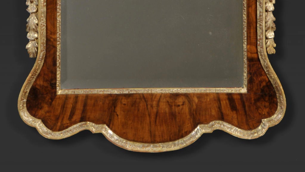 18th Century and Earlier George II Walnut and Parcel-Gilt Mirror For Sale