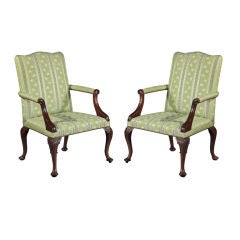 A Pair Of George II Mahogany Library Chairs