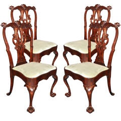 A Set Of Four Irish George II Mahogany Side Chairs