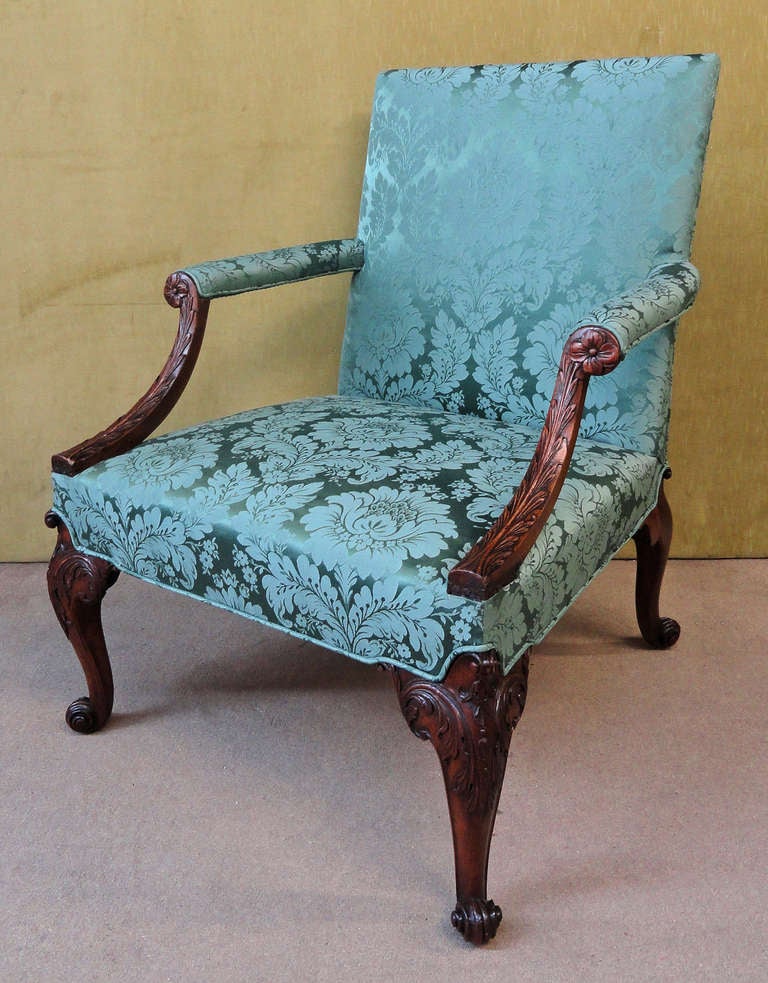 18th Century and Earlier George II Walnut Library Armchair For Sale