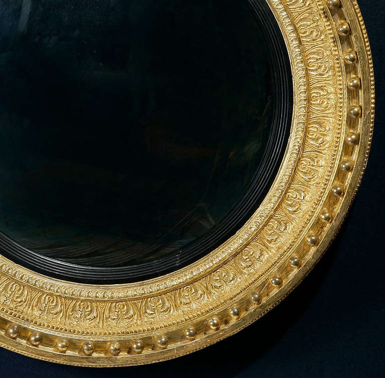 18th Century and Earlier Regency Giltwood Convex Mirror For Sale