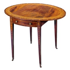 A Very Fine George III Mahogany Marquetry Oval Pembroke Table