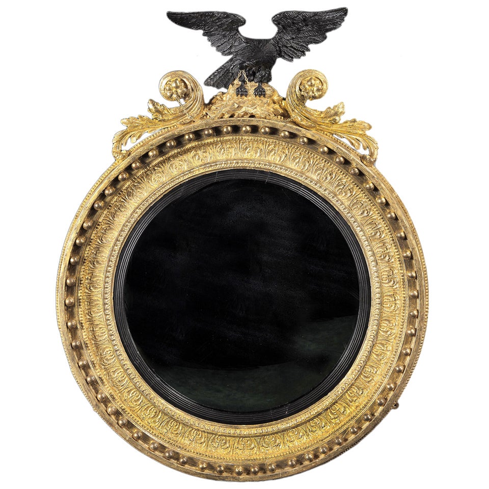 Regency Giltwood Convex Mirror For Sale