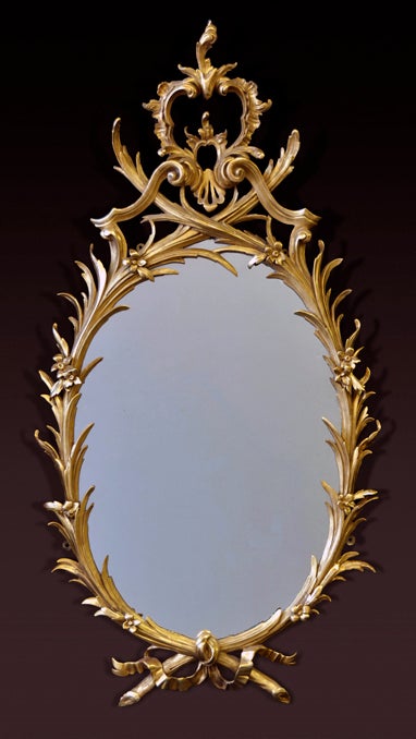 British George III Giltwood Oval Mirror For Sale