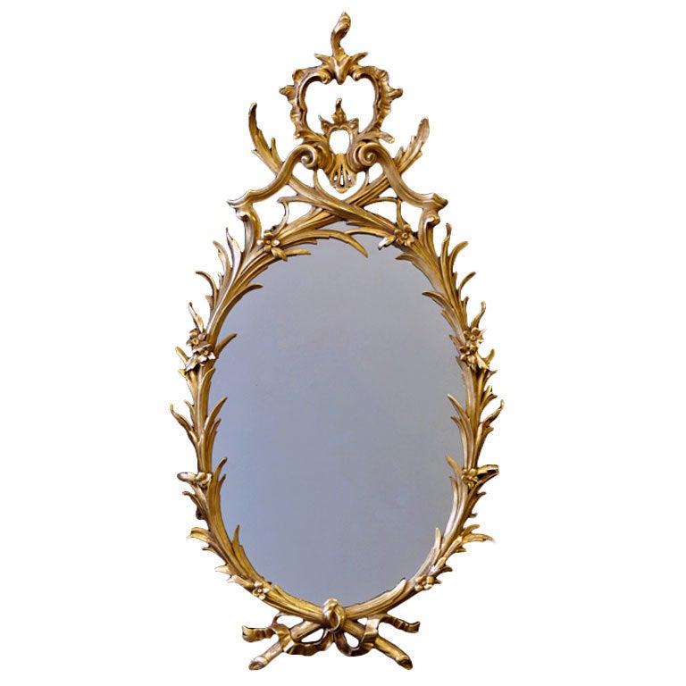 George III Giltwood Oval Mirror For Sale