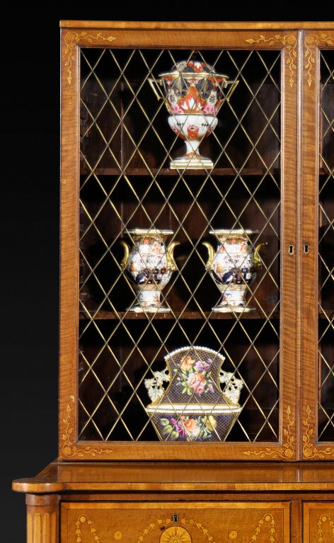 A Fine George Iii Harewood And Marquetry Cabinet 2