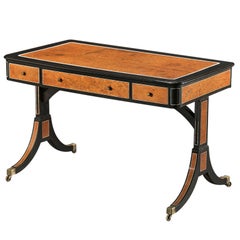 A Chinese Export Amboyna, Ebony And Ivory Inlaid Library Table