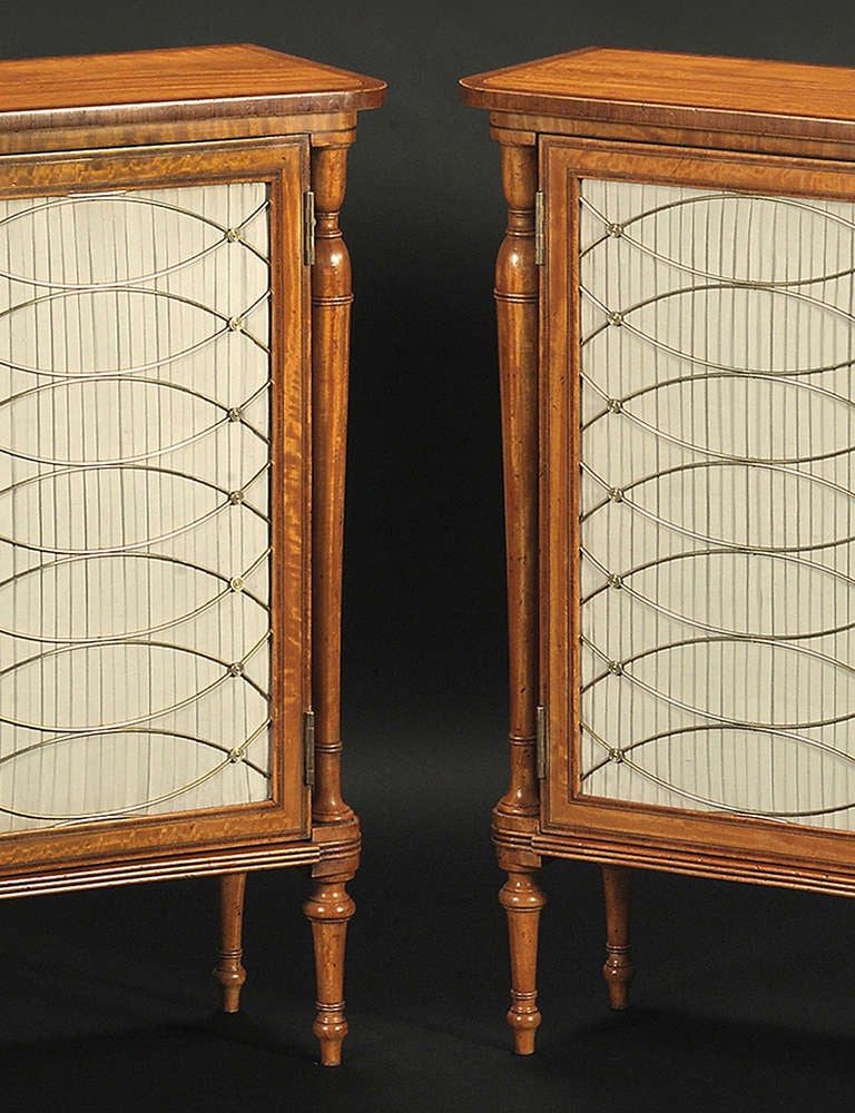 Pair of Regency Style Satinwood Side Cabinets For Sale 1