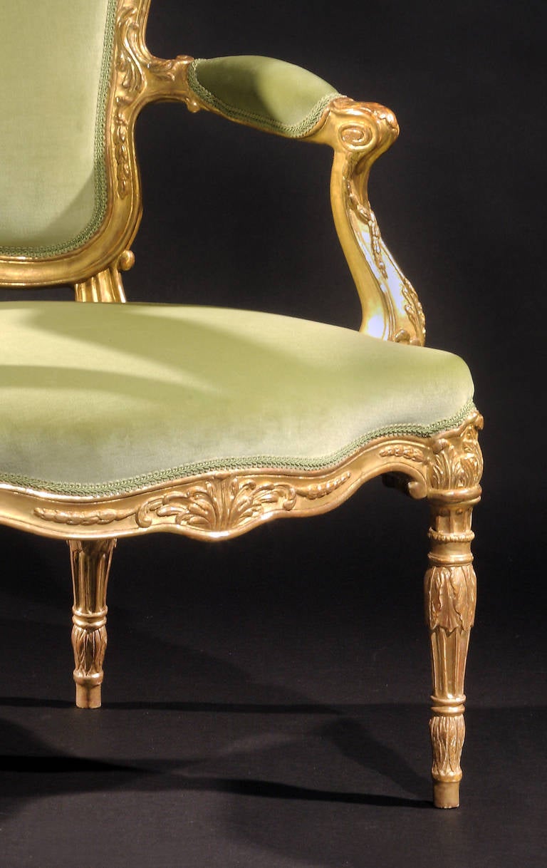 Important George III Giltwood Armchair In Excellent Condition For Sale In New York, NY
