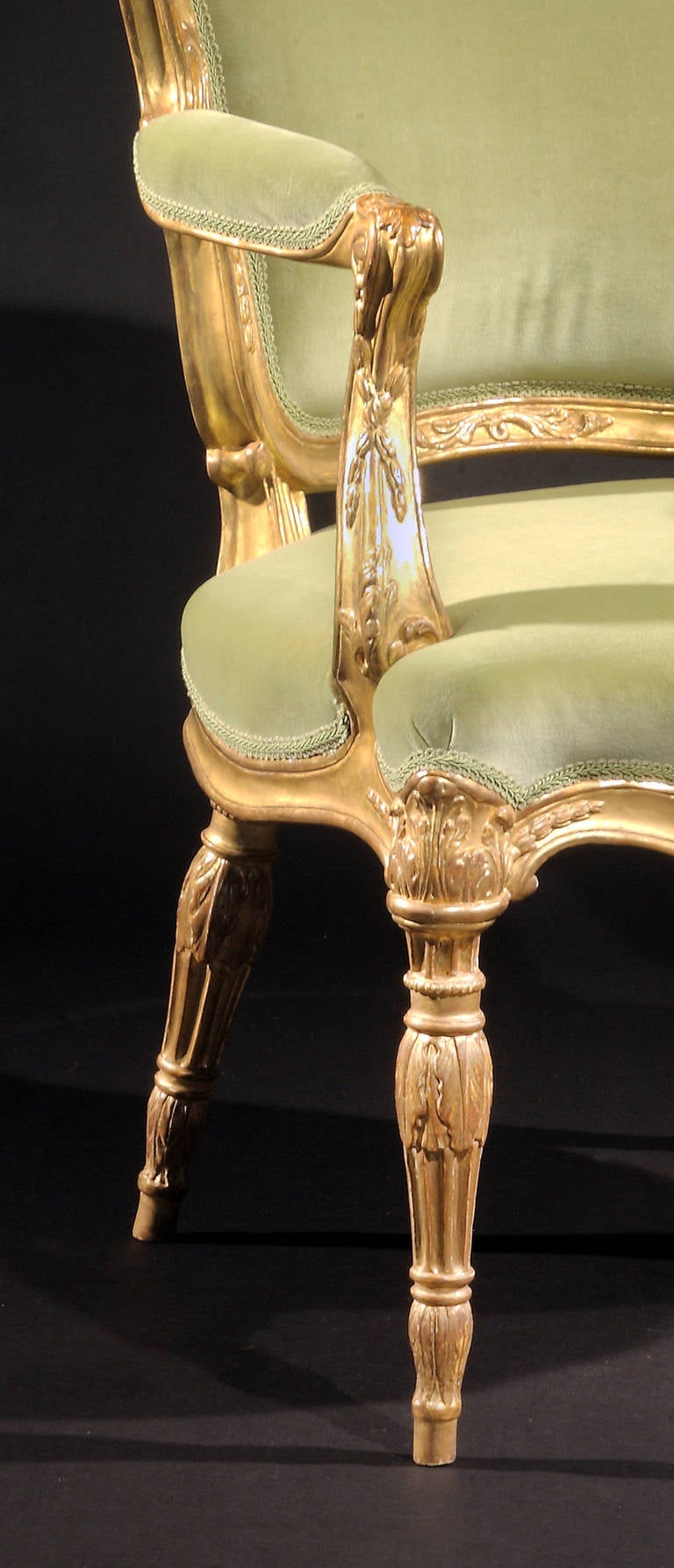 18th Century and Earlier Important George III Giltwood Armchair For Sale