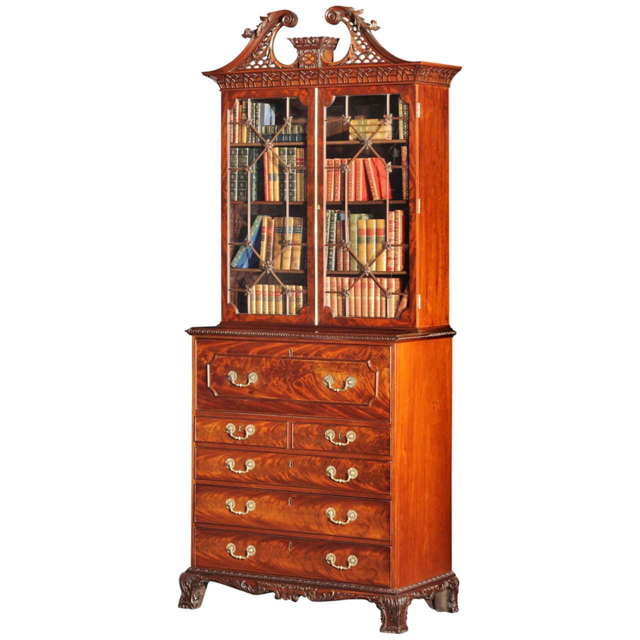 A George III Mahogany Secretaire Bookcase