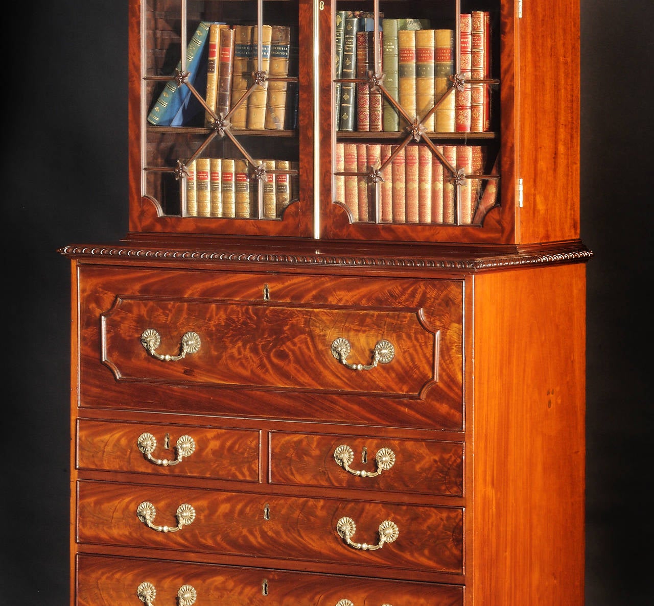 18th Century and Earlier A George III Mahogany Secretaire Bookcase
