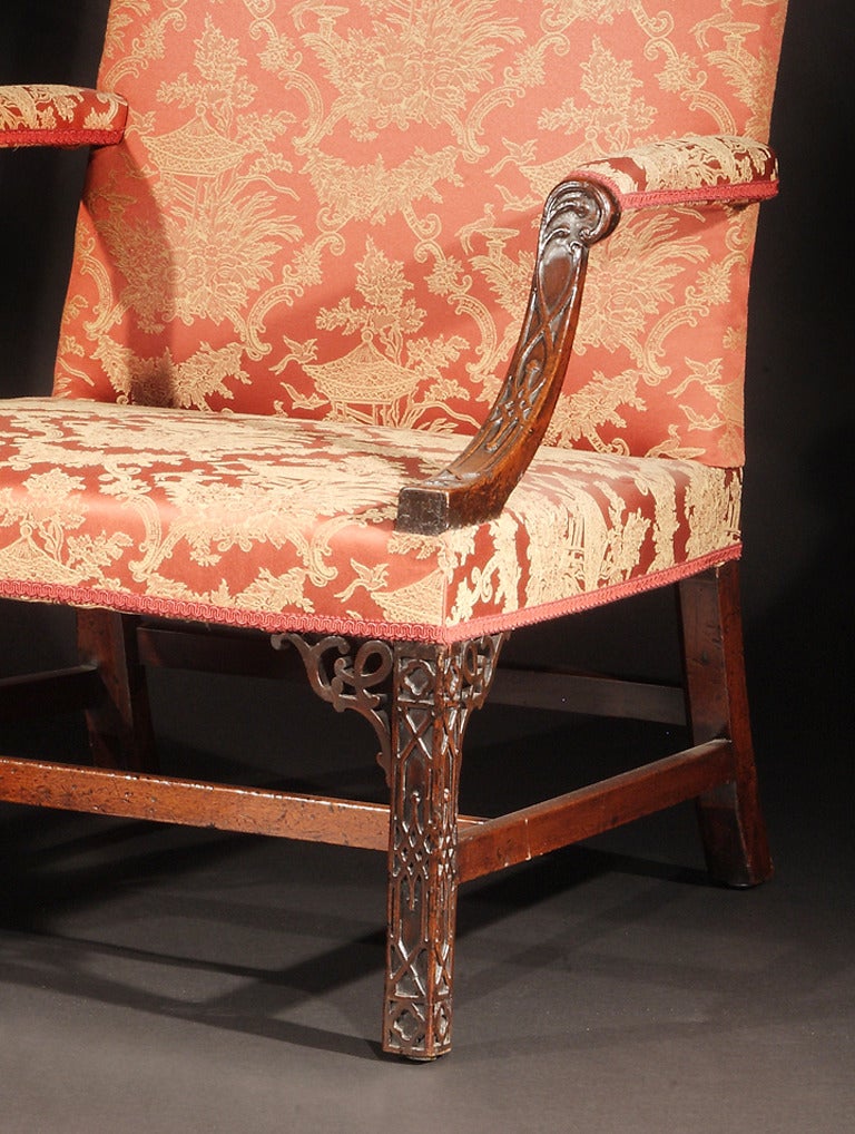18th Century and Earlier Pair of George III Mahogany Library Armchairs For Sale
