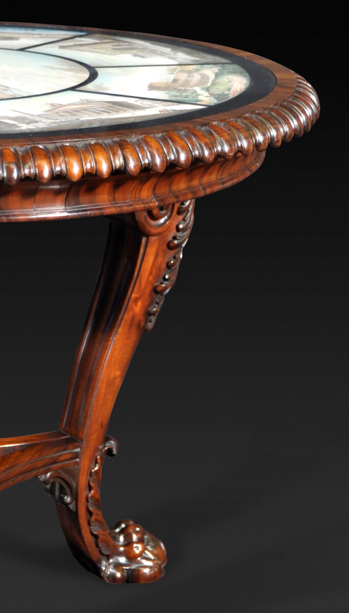 Important Goncalo Alves Centre Table Insert with a Superb Scagliola Top In Excellent Condition For Sale In New York, NY