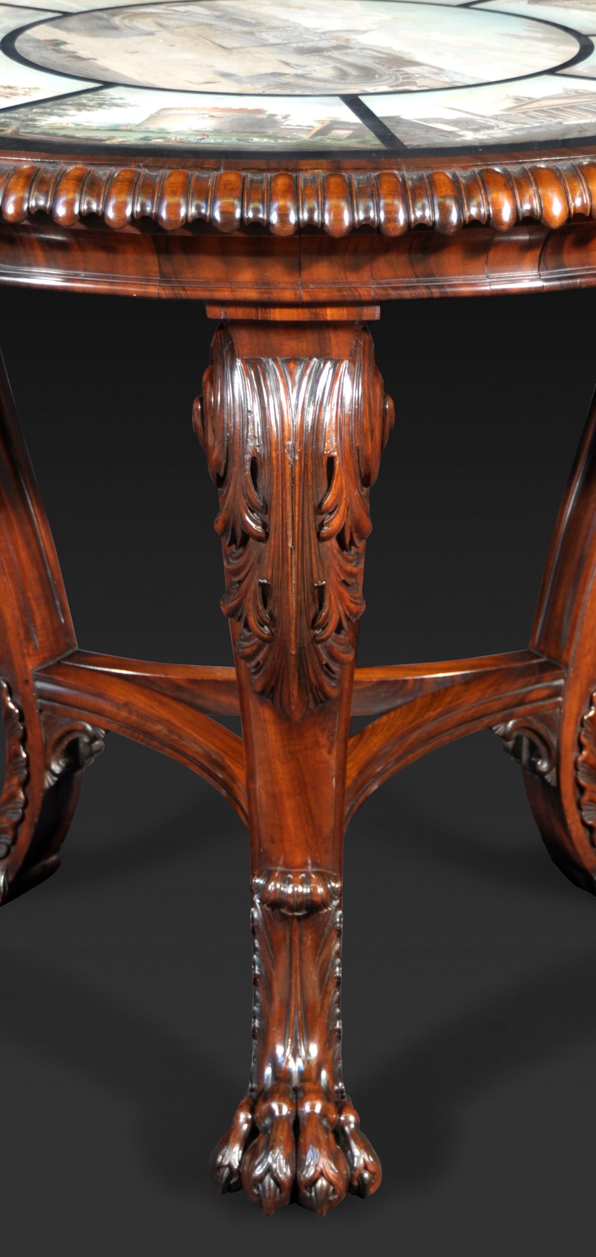 19th Century Important Goncalo Alves Centre Table Insert with a Superb Scagliola Top For Sale