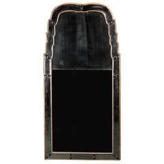 Queen Anne Border Glass Pier Mirror of Arched, Stepped Form