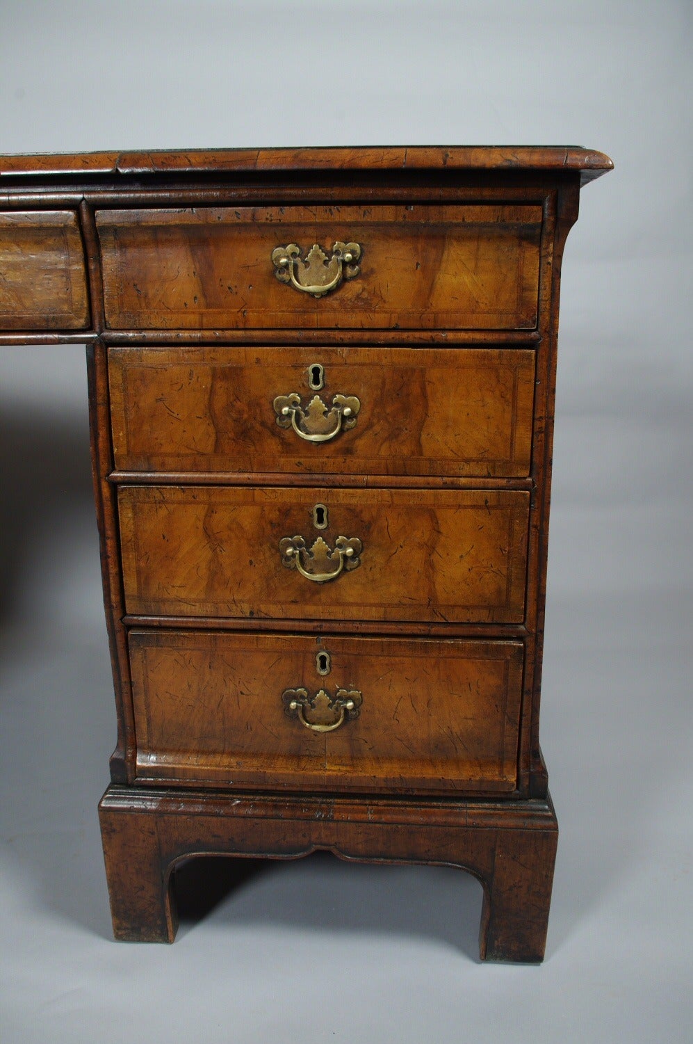 George III Walnut Pedestal Desk In Excellent Condition In St. Louis, MO