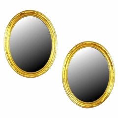 Pair of Louis Philippe Giltwood Oval Mirrors