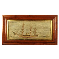 Antique Silk Ship Picture