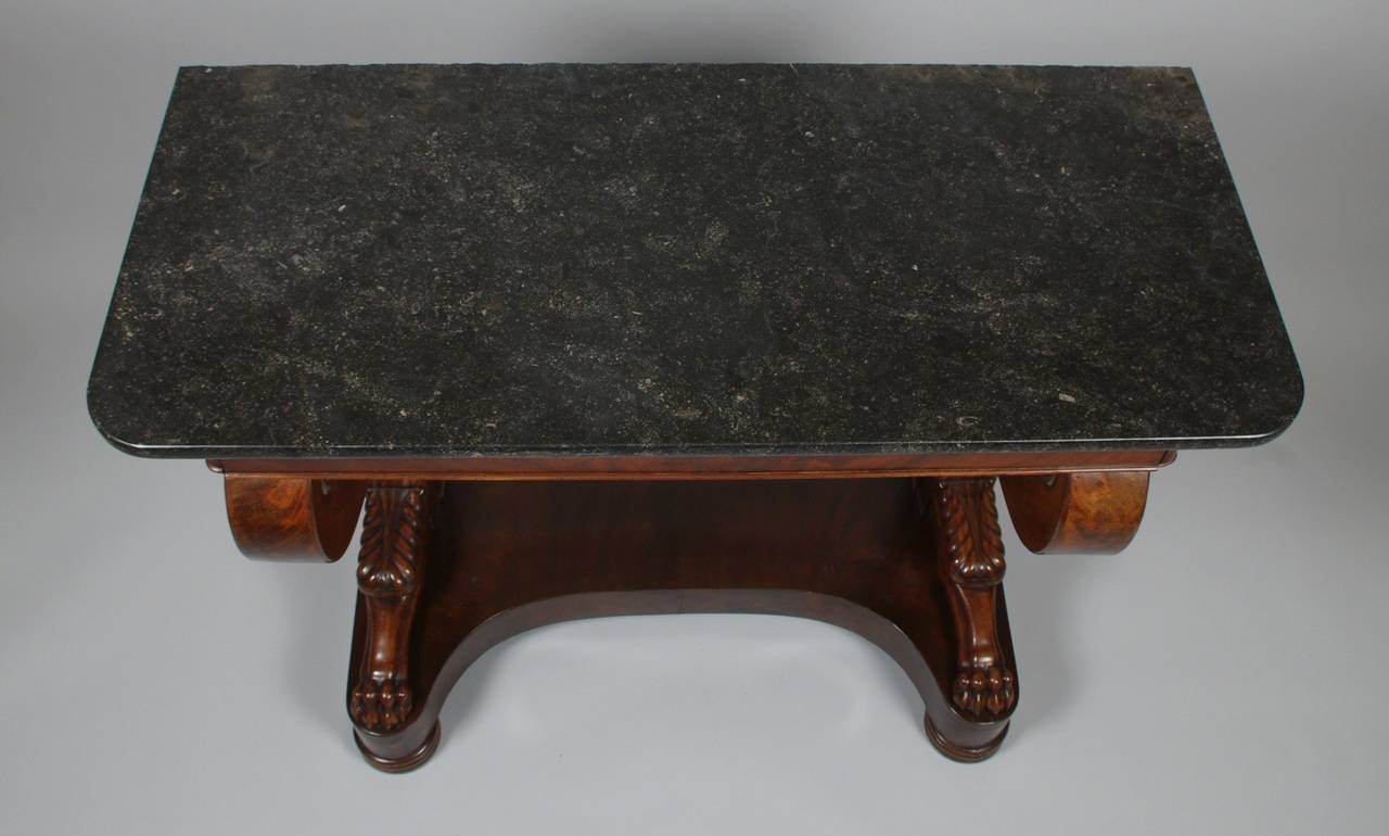 Marble Charles X Mahogany Console Table