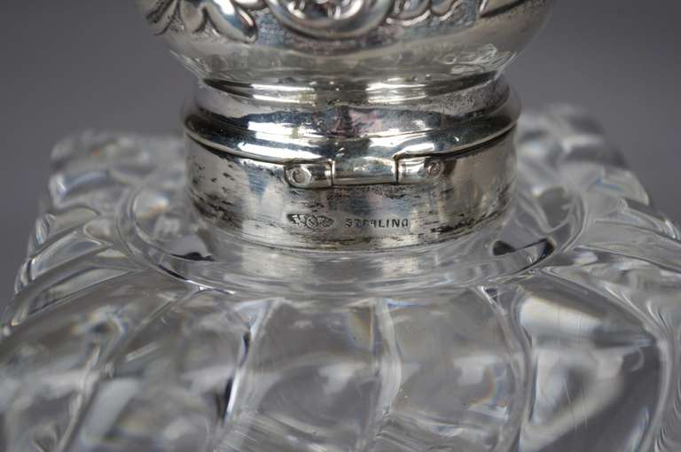 20th Century Crystal and Sterling Silver Inkwell