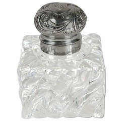 Crystal and Sterling Silver Inkwell